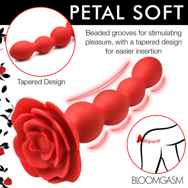 10X Rose Twirl Vibrating and Rotating Silicone Anal Beads-7