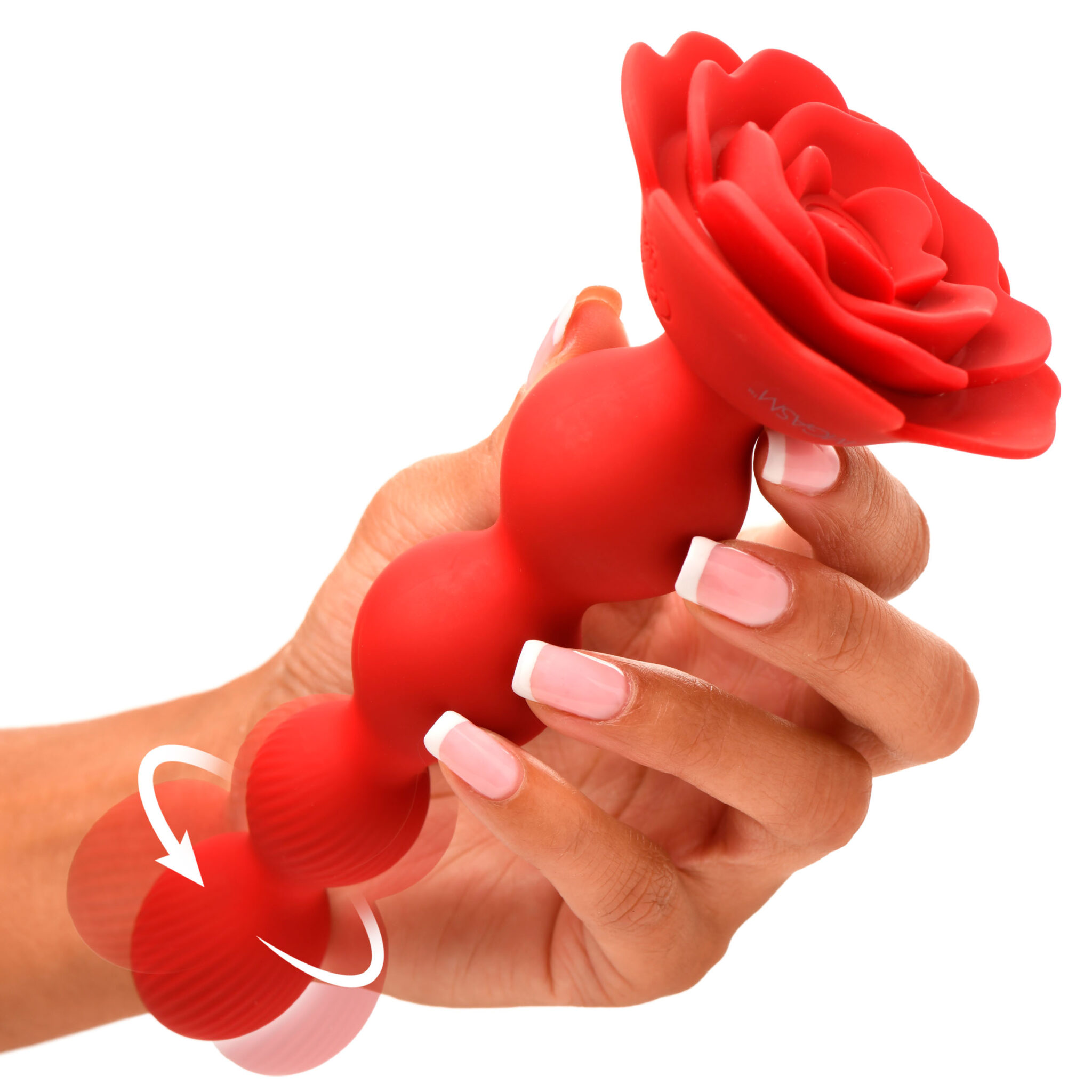 10X Rose Twirl Vibrating and Rotating Silicone Anal Beads-5