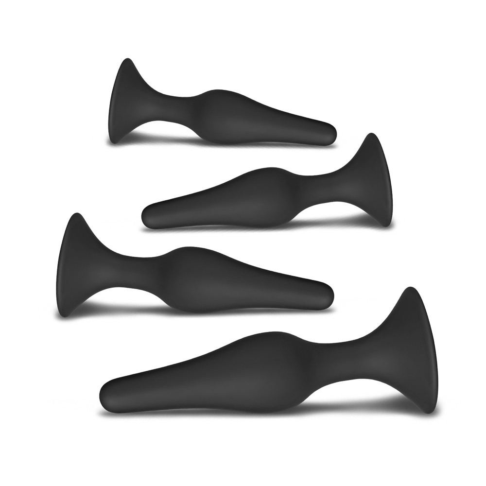 Set of Four Silicone Butt Plugs Black