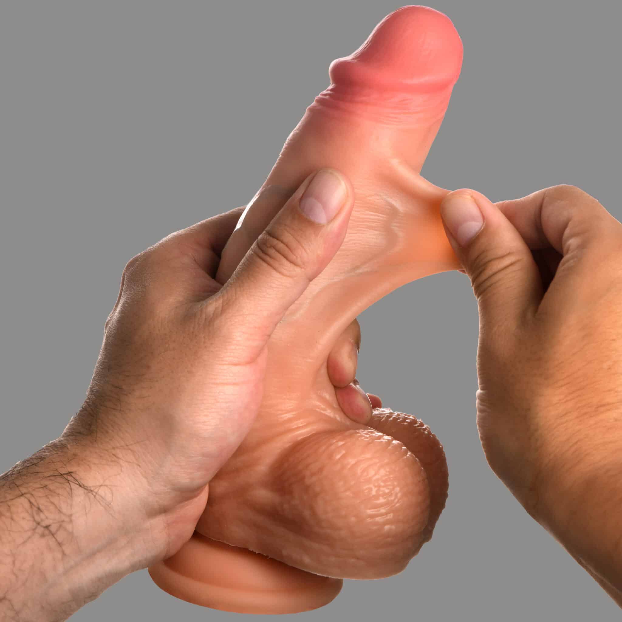 Real Skin Silicone Dildo with Balls - 8 Inch-9