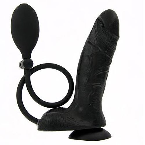 Inflatable dildo with suction cup base