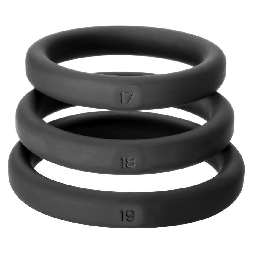 3-piece silicone cock ring set – size 17,18,19